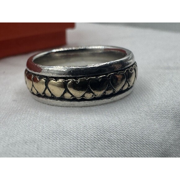 James Avery Retired 14k Gold Sterling Silver Eternal Heart To Heart Ring Sz 5 - Picture 4 of 9
